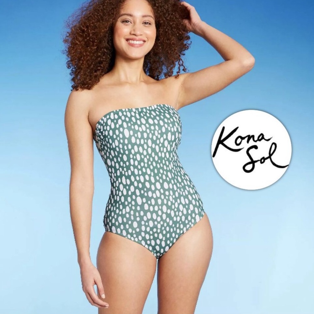 Green Spotted One Piece Bathing Suit
